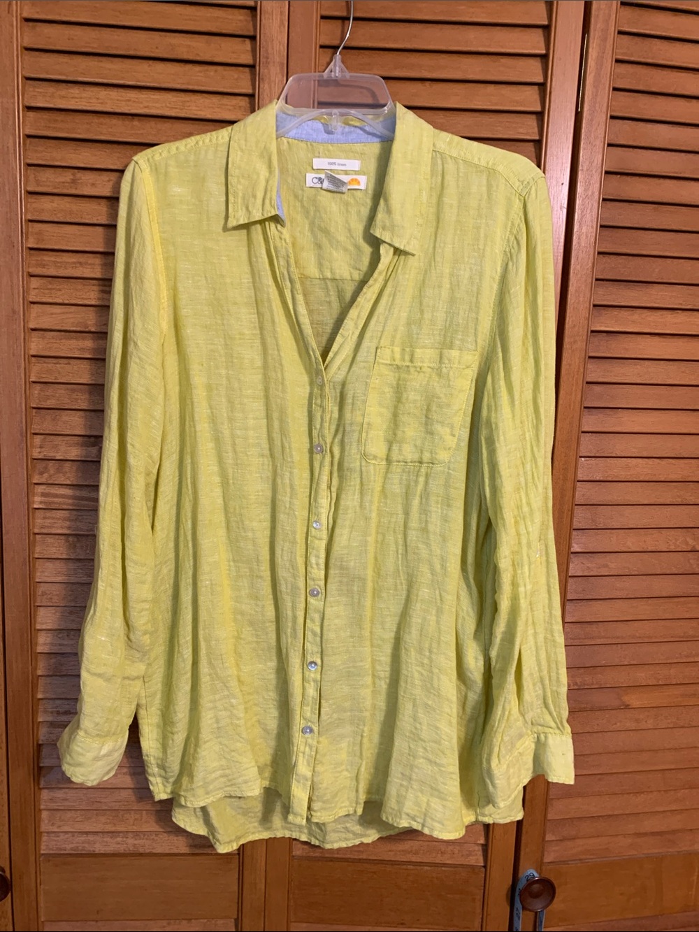 C&C chartreuse Linen Shirt